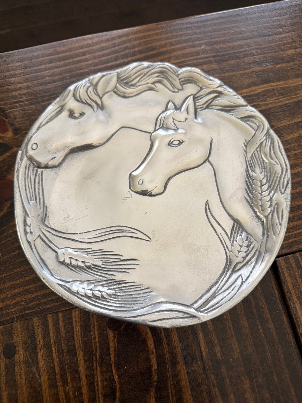 Arthur Court Silver Two Horse Wheat Motif Plate